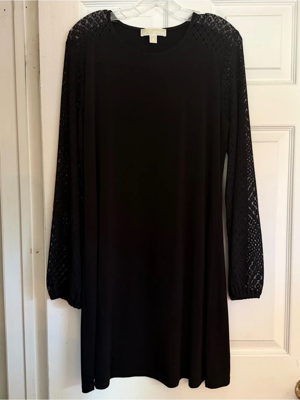 Michael Kors Black Long-Sleeve Lace-Sleeve Shift Dress